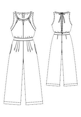 Pattern Overalls with wide legs and a slit on the back (Burda 4/2016, pattern number 112 V)