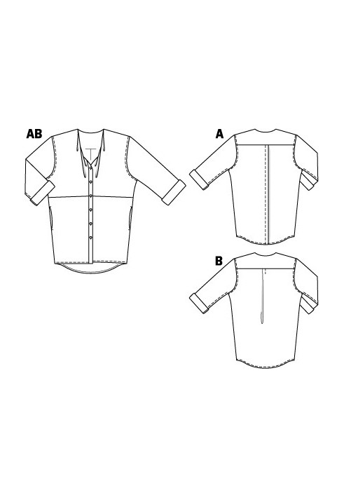 Выкройка Блуза-рубашка батистовая просторного кроя (Burda 4/2011, № выкройки 121 B)