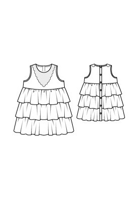 Pattern Dress of an empire silhouette with tiers of frills (Burda 7/2011, pattern number 148)