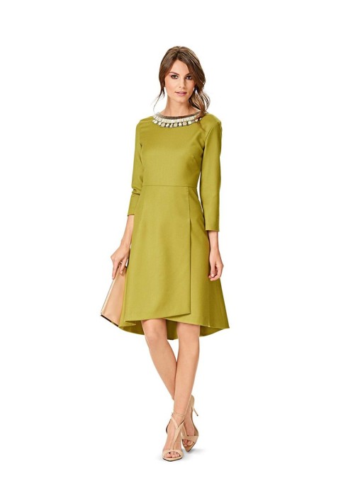 Pattern A cut-off dress with a wide stand-up collar (Burda 2/2016, pattern number 6565 A)