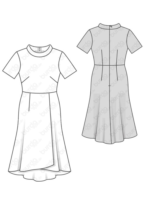 Pattern A cut-off dress with a wide stand-up collar (Burda 2/2016, pattern number 6565 A)