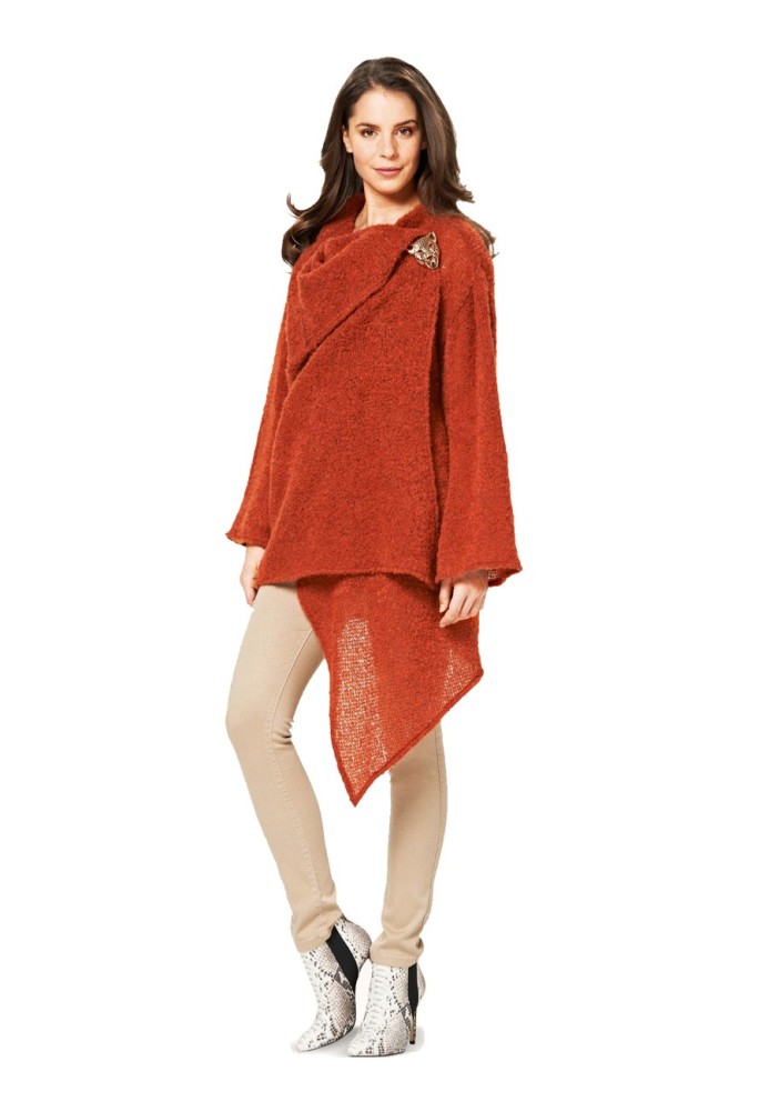 Long cardigan pattern with falling pleats (Burda 2/2015, pattern number 6738 A)