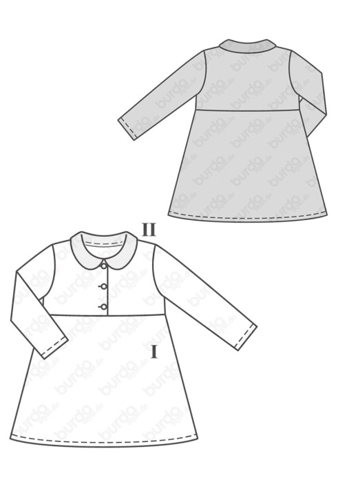 Pattern Dress with contrasting stand-up collar (Burda 2/2018, pattern number 9332 B)