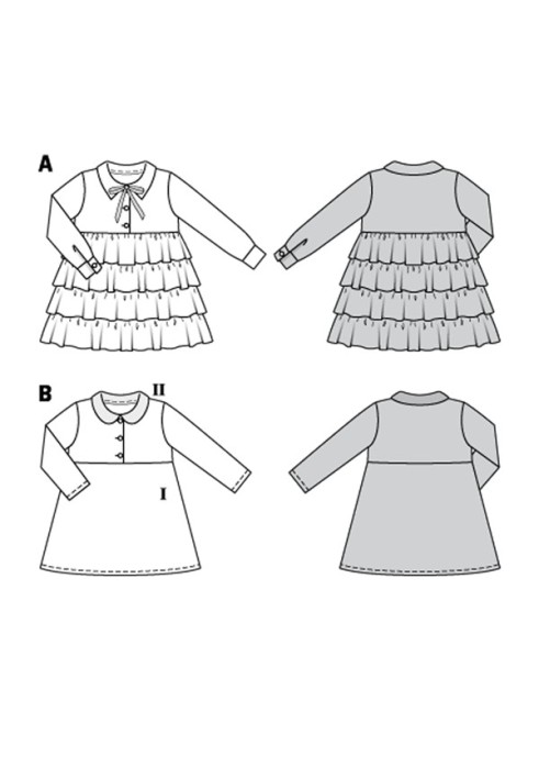 Выкройка Платье с контрастным отложным воротником (Burda 2/2018, № выкройки 9332 B)