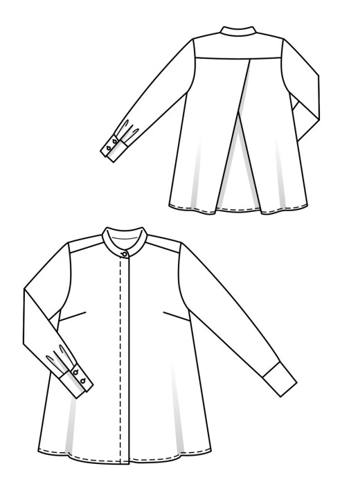 Pattern Blouse with a flared shirt cut (Burda 4/2019, pattern number 105 A)