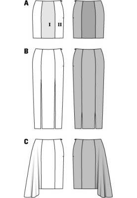 Выкройка Юбка с асимметричным клином годе (Burda 2/2014, № выкройки 6854 C)