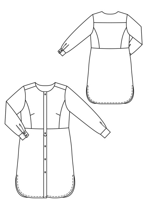 Выкройка Платье рубашечного кроя без воротника (Burda 5/2019, № выкройки 127 A)
