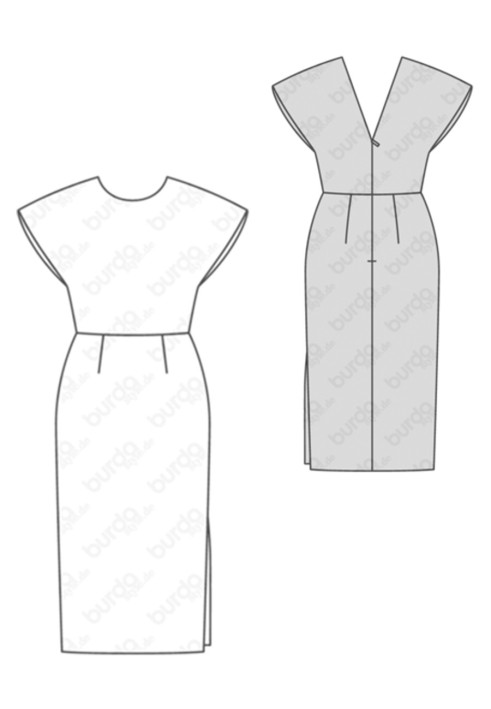 Pattern A cutaway dress with a deep cut on the back (Burda 1/2018, pattern number 6439 B)