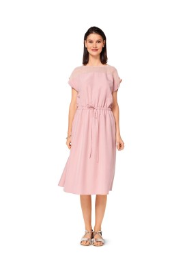 Pattern Midi length dress with drawstring at the waist (Burda 1/2017, pattern no. 6509 B)