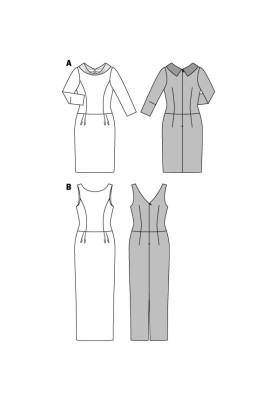 Pattern Dress of a fitted cut with an original collar (Burda 2/2016, pattern number 6585 A)