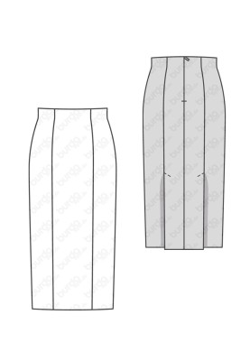 Pattern Midi skirt with two back slits (Burda 2/2016, pattern no. 6582 C)