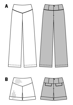 Выкройка Брюки прямого кроя на кокетке (Burda 1/2014, № выкройки 6906 A)