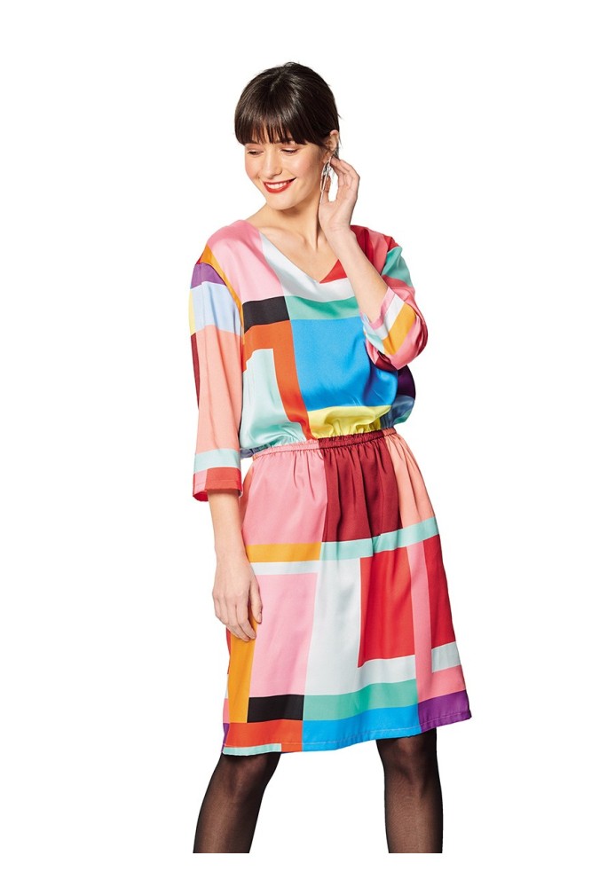 Pattern Simple cut dress with 3/4 sleeves (Burda 2/2020, pattern no. 6155 C)