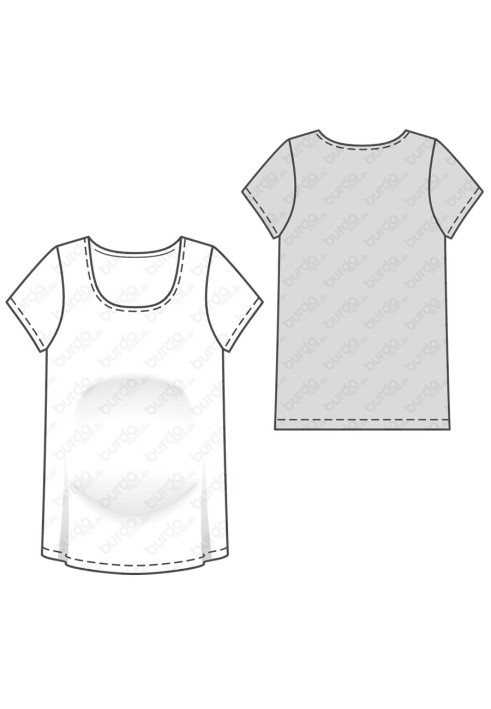 Pattern T-shirt with a spacious cut with short sleeves (Burda 2/2016, pattern number 6607 B)