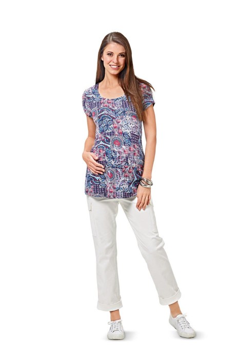 Pattern T-shirt with a spacious cut with short sleeves (Burda 2/2016, pattern number 6607 B)