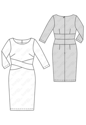 Pattern Dress-sheath with a shaped sewn-in belt (Burda 2/2017, pattern number 6485 A)