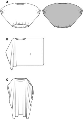 Выкройка Пончо батистовое простого кроя (Burda 1/2014, № выкройки 6935 B)