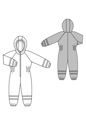 Pattern Jumpsuit with hood and zipper (Burda 2/2016, pattern number 9378 A)