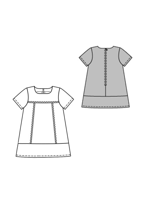 Pattern A-line dress with short sleeves (Burda 2/2016, pattern number 9380 B)