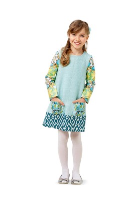 Pattern A-line dress with short sleeves (Burda 2/2016, pattern number 9380 B)