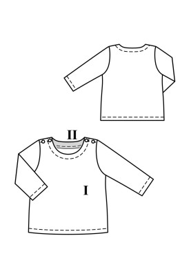 Pattern Straight-cut pullover with buttons on the shoulders (Burda 1/2020, pattern number 131 A)