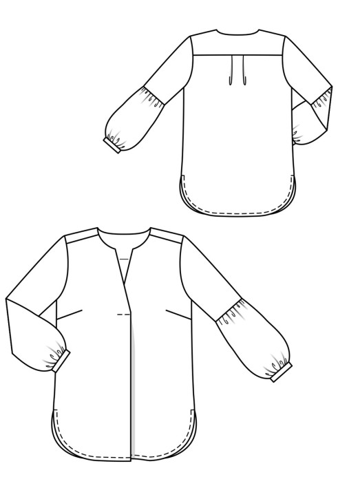 Pattern A spacious blouse with a pleat on the front (Burda 2/2019, pattern number 121 A)