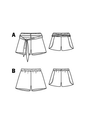 Викрійка Шорти із поясом-зав'язкою (Burda 3/2012, № викрійки 114 A)