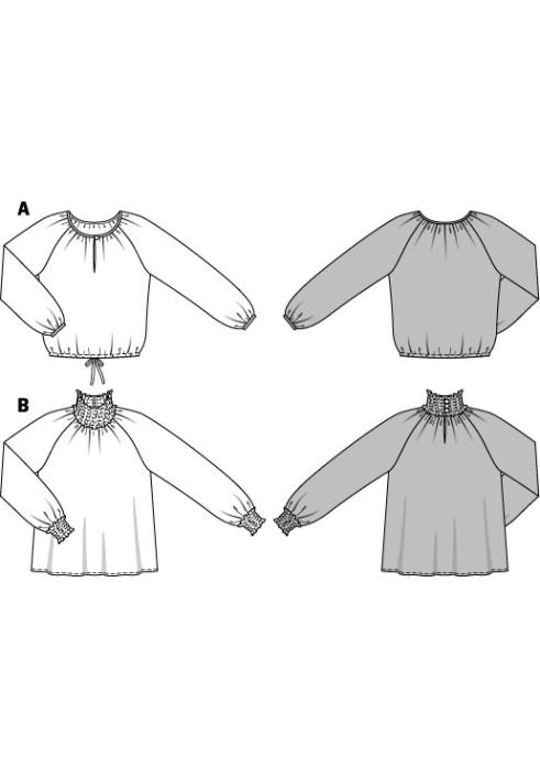 Выкройка Блуза атласная с рукавами реглан (Burda 2/2015, № выкройки 6697 A)