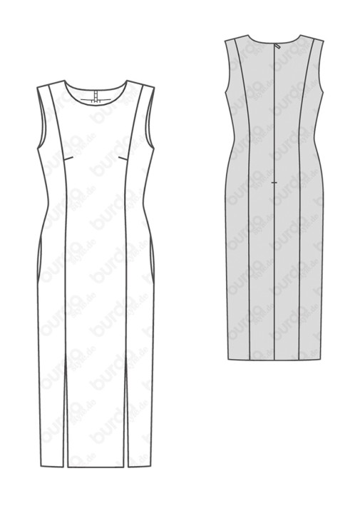 Pattern Dress of a fitted silhouette with slits in the seams (Burda 1/2018, pattern number 6418 A)