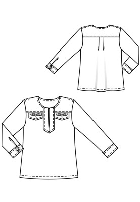 Pattern Blouse of flared cut with 3/4 sleeves (Burda 2/2018, pattern number 110)