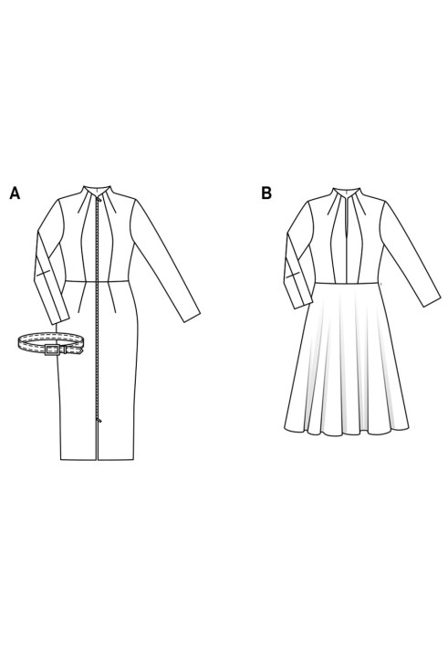 Викрійка Сукня довжини міді на блискавці (Burda 2/2017, № викрійки 6452 A)