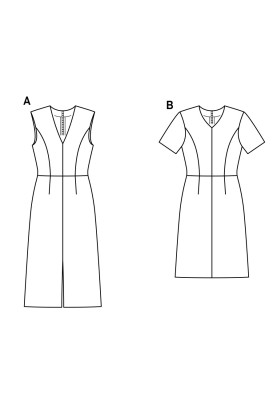 Pattern Cutaway dress of a fitted silhouette (Burda 1/2017, pattern number 6511 A)