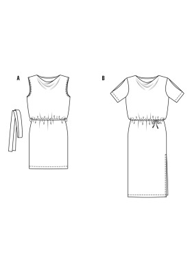 Pattern Knitted dress with a "swing" neckline (Burda 1/2018, pattern number 6448 A)