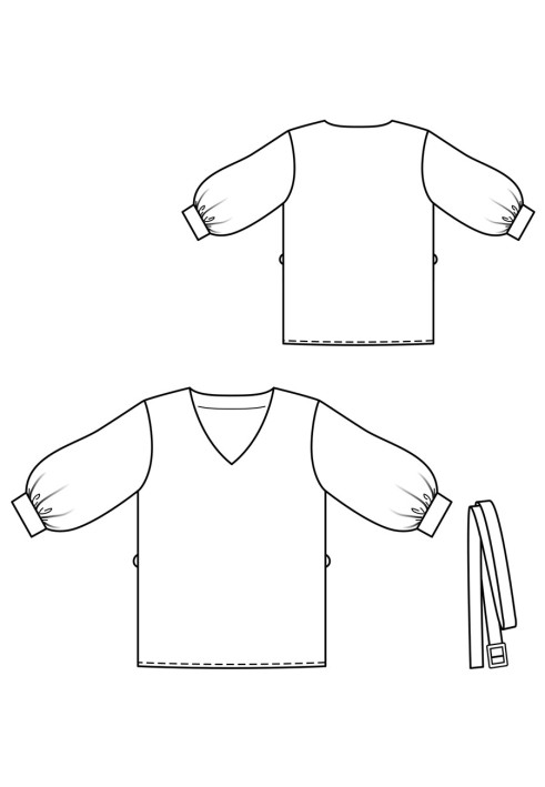 Выкройка Блуза прямого кроя с пышными рукавами (Burda 3/2019, № выкройки 103 A)