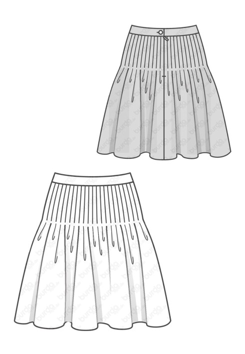 Pattern Midi-length skirt with a lush cut (Burda 1/2017, pattern number 6507 B)