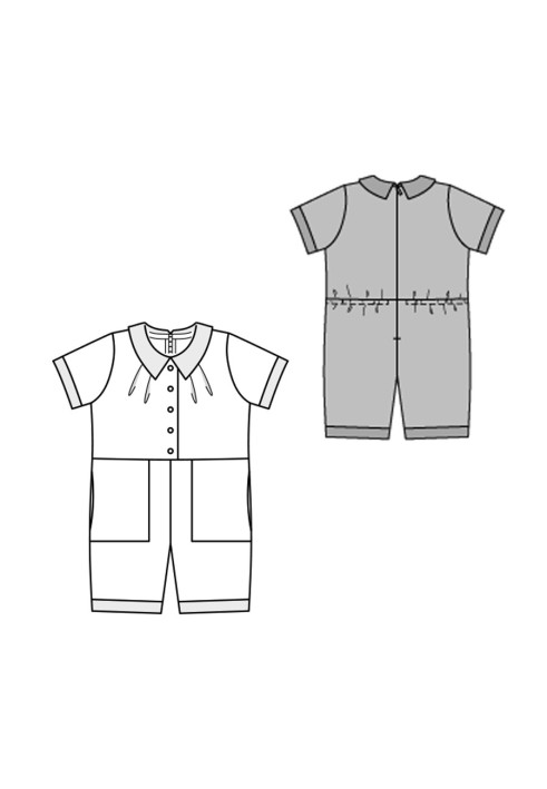 Pattern Overalls with short sleeves and a turn-down collar (Burda 2/2016, pattern number 9370 B)