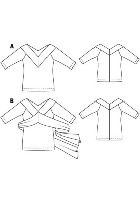 Выкройка Пуловер приталенного силуэта с длинными завязками (Burda 7/2012, № выкройки 136 B)