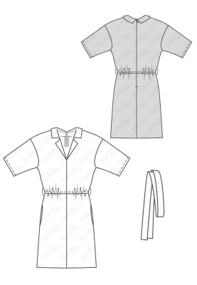 Pattern Cutaway dress with short sleeves (Burda 1/2018, pattern number 6420 B)