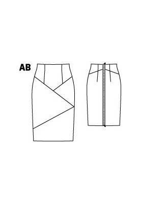 Pattern Pencil skirt with patch zipper in the back seam (Burda 2/2012, pattern number 121 A)