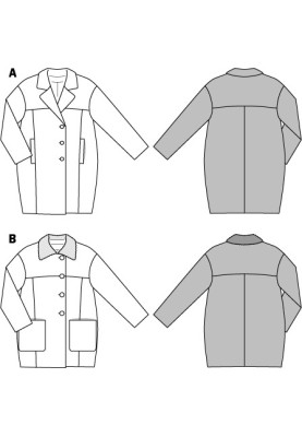 Pattern O-line jacket with fur collar (Burda 2/2014, pattern number 6844 B)