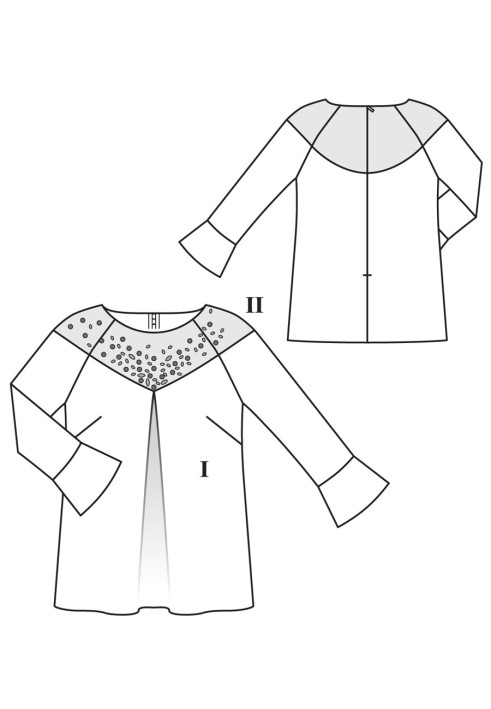 Pattern Tunic with a flared cut on a yoke (Burda 9/2017, pattern number 126)