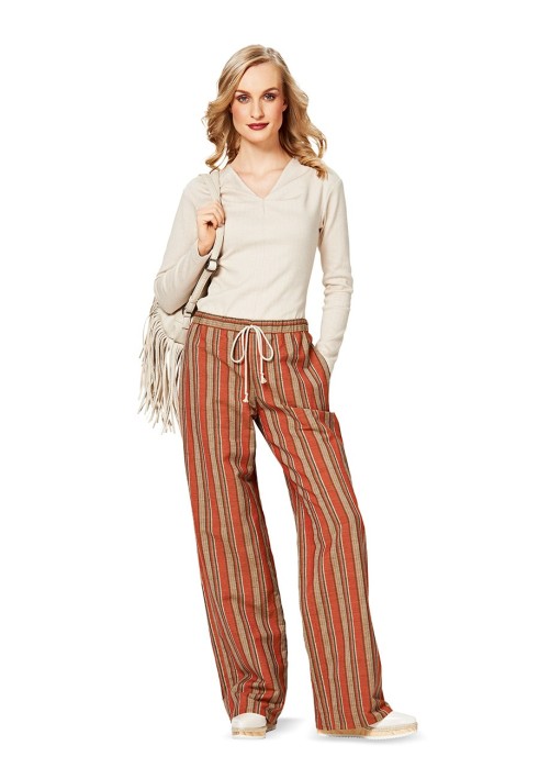 Pattern Wide-cut trousers with drawstring (Burda 2/2015, pattern number 6735 A)