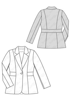 Pattern Jacket fitted with a sewn-in belt (Burda 2/2018, pattern number 6393 B)