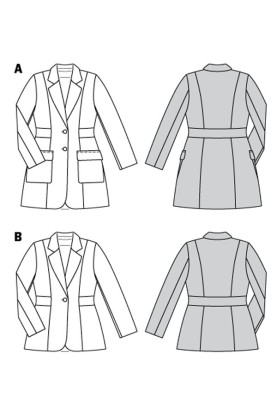 Pattern Jacket fitted with a sewn-in belt (Burda 2/2018, pattern number 6393 B)