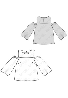 Pattern Blouse with wide sleeves and open shoulders (Burda 1/2018, pattern number 6405 C)