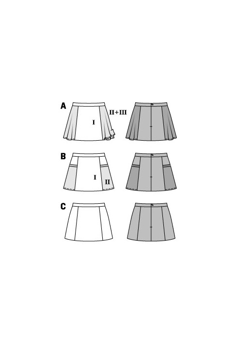 Pattern Trapeze silhouette skirt with side inserts (Burda 2/2015, pattern number 6723 B)