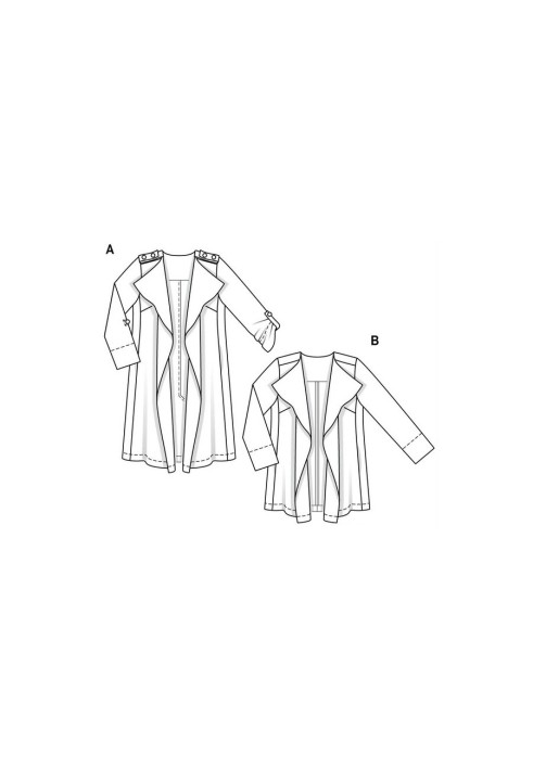 Pattern Trench coat of a free cut without a fastener (Burda 1/2020, pattern number 6213 A)