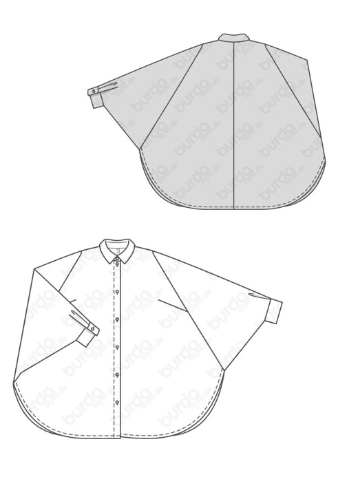 Pattern Wide cut blouse with bat sleeves (Burda 2/2019, pattern no. 6257 A)