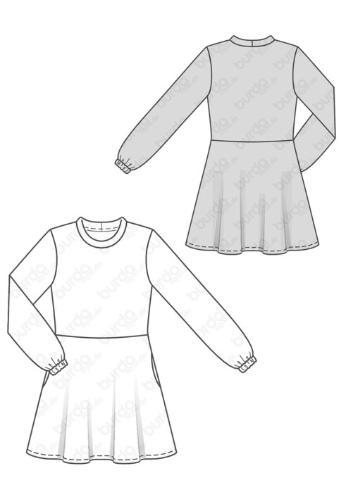 Pattern Knitted dress with a mini skirt (Burda 2/2019, pattern number 6264 A)