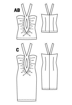 Pattern Knitted dress with a pressed cut on straps (Burda 7/2010, pattern number 111 C)